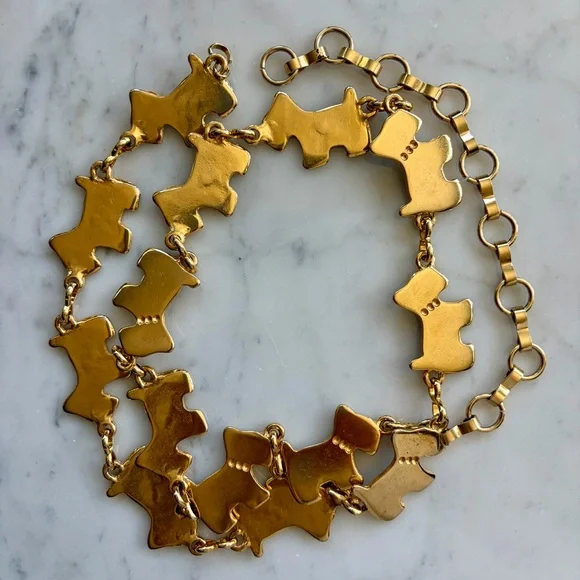 πΆGoldtone Scotty/Westie Dog Metal Link Chain Belt, adjustable, 38β, EUC - Picture 6 of 10